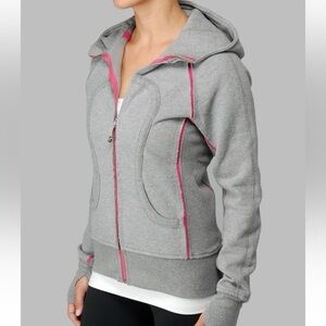 Lululemon Vintage special edition grey hoodie with pink trim 
Size XS